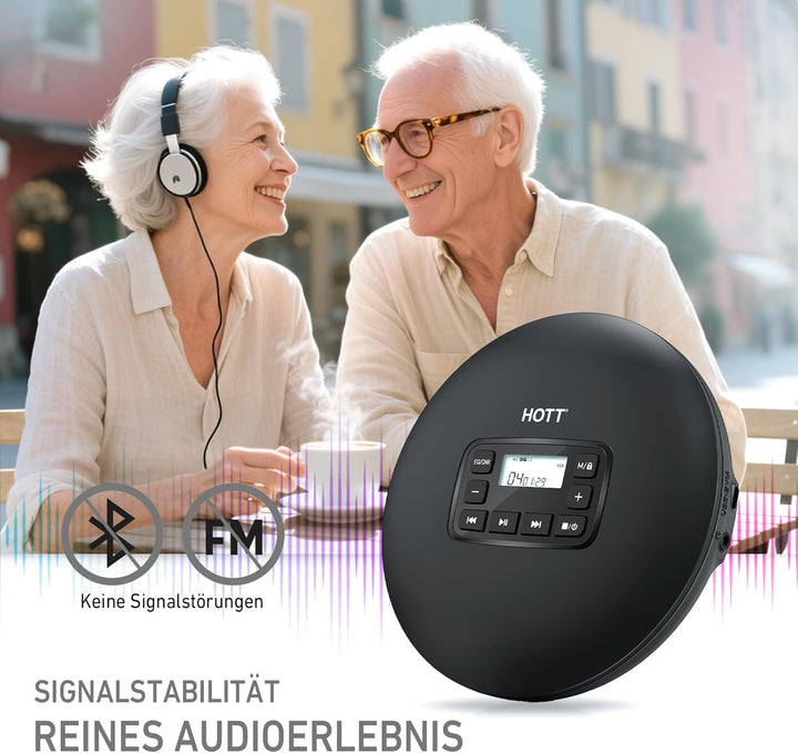 HOTT Tragbarer CD Player Kompakter Player Trockenbatterie-betriebener CD-Player mit Tastensperre/Ant
