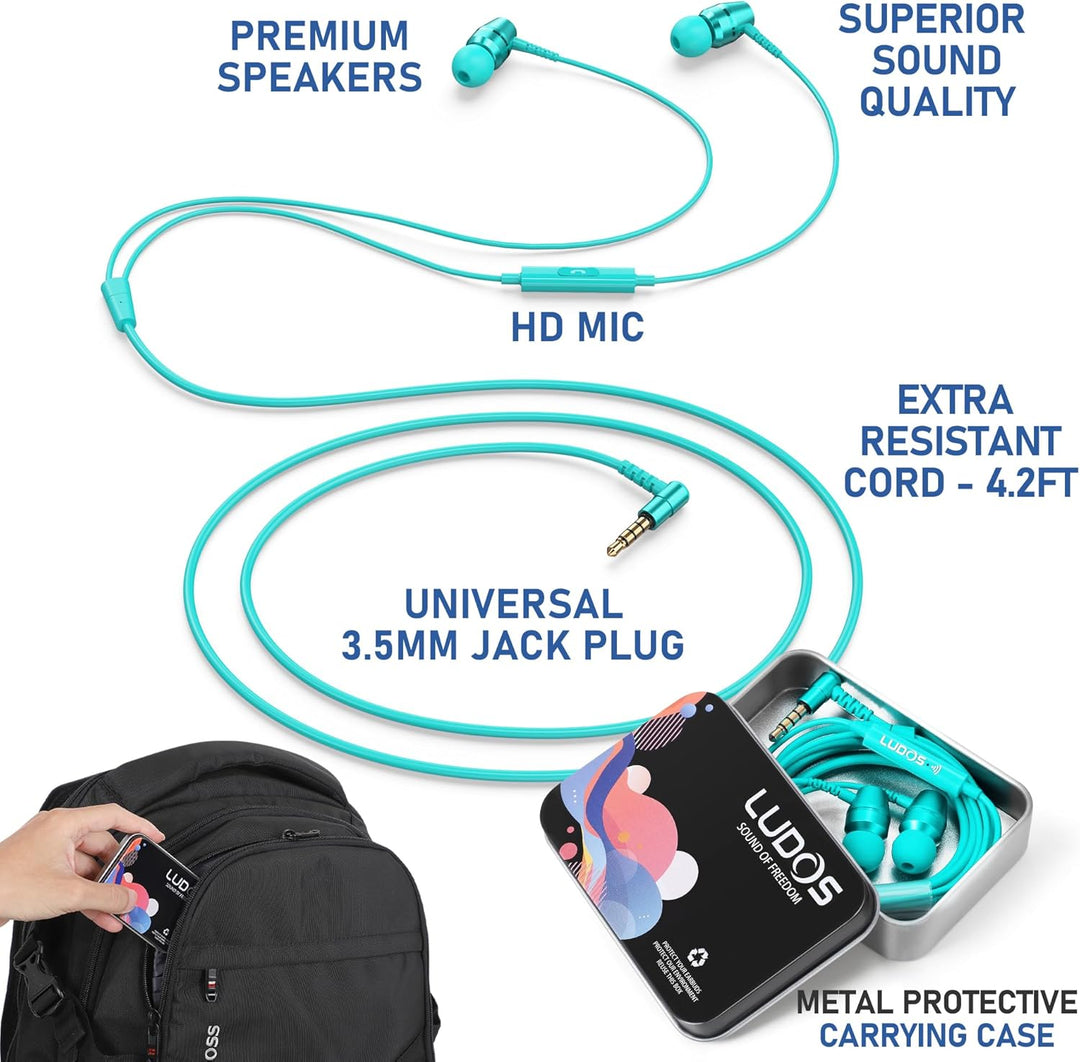 LUDOS OMNITONE Kopfhörer In Ear Kopfhörer mit Kabel und Mikrofon, 5 Jahre Garantie, In Ear Ohrhörer,