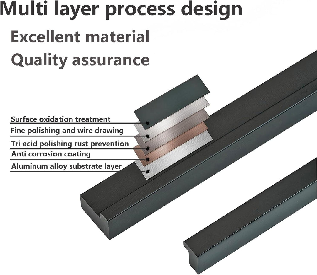 Qrity 10 Stück Aluminiumlegierung schrankgriff schwarz Möbelgriff Stangengriff Bohrlochabstand 256 m