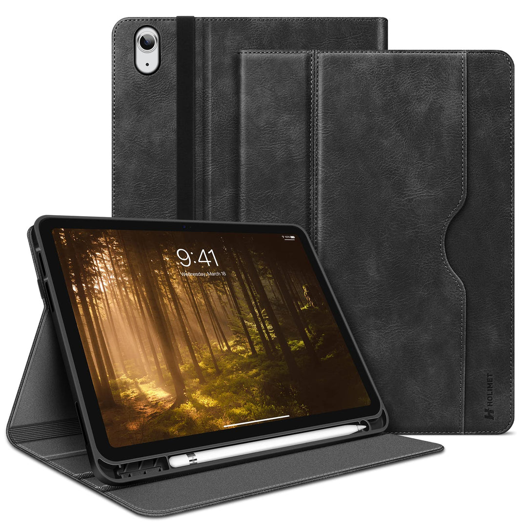 HOLIMET Hülle für iPad 10 Generation 2022 mit Stifthalter, iPad 10 Gen 2022 PU Leder Case TPU Rückse