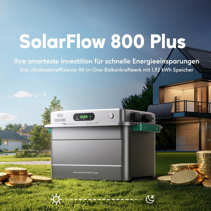 All-in-One Balkonkraftwerk mit Speicher, ZENDURE SolarFlow 800 Plus Photovoltaik Speicher mit Batter
