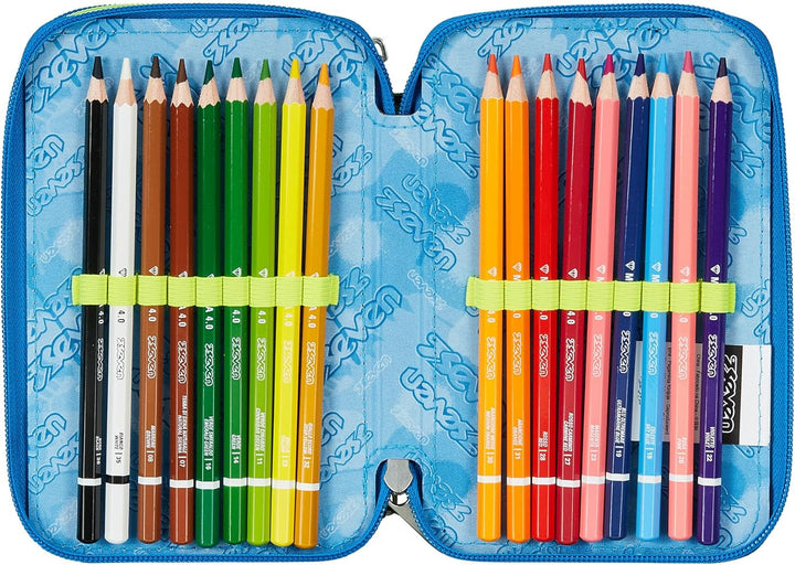 Seven Federmäppchen, Mäppchen, Mehrfarbig, Federtasche für Schreibwaren, Etui komplett mit Bleistift