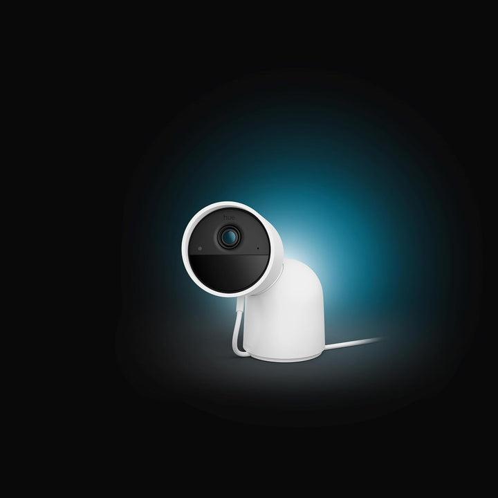 Philips Hue Secure kabelgebundene Kamera mit Standfuss, Weiss, Weiss