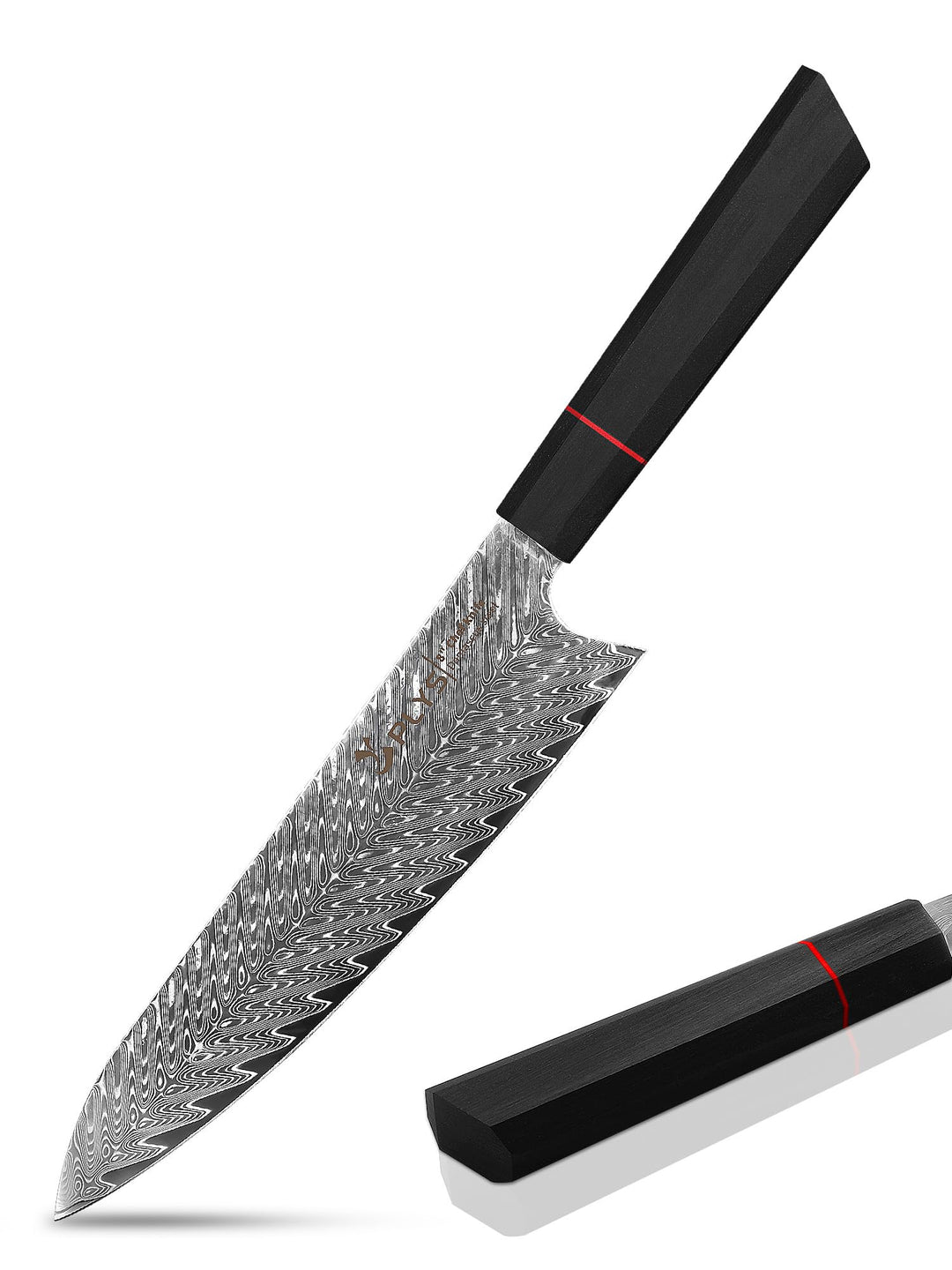 Plys Damastmesser Japanisches Kochmesser: 20cm Kingle, Scharfer Vg10 Stahlkern, 67 Lagen Damaststahl