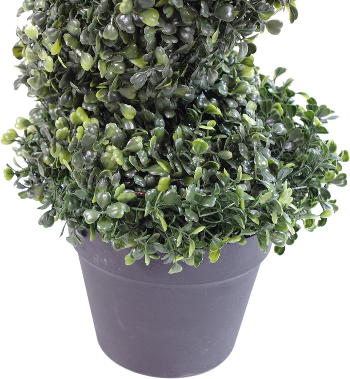 Leaf Künstlicher Buchsbaum-Turm, Formschnitt-Spirale, Metall, 90 cm hoch, Grün, LEAF-7004-PAIR 90 cm