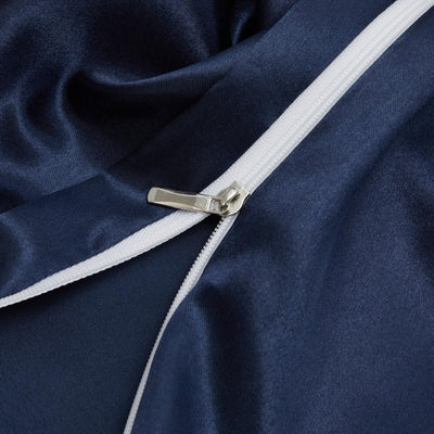 Luowei Bettwäsche Satin 135x200 2teilig Blau Dunkelblau Einfarbig Uni Glatt Glanzsatin Bettwäsche Se