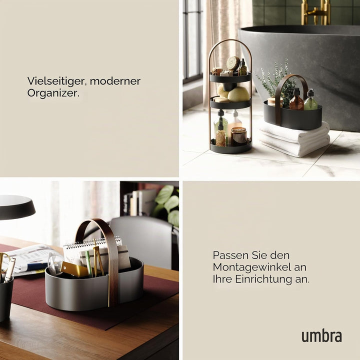 Umbra Bellwood, Caddy mit herausnehmbarer Trennwand für, Organizer für Kosmetik, Bürobedarf und mehr