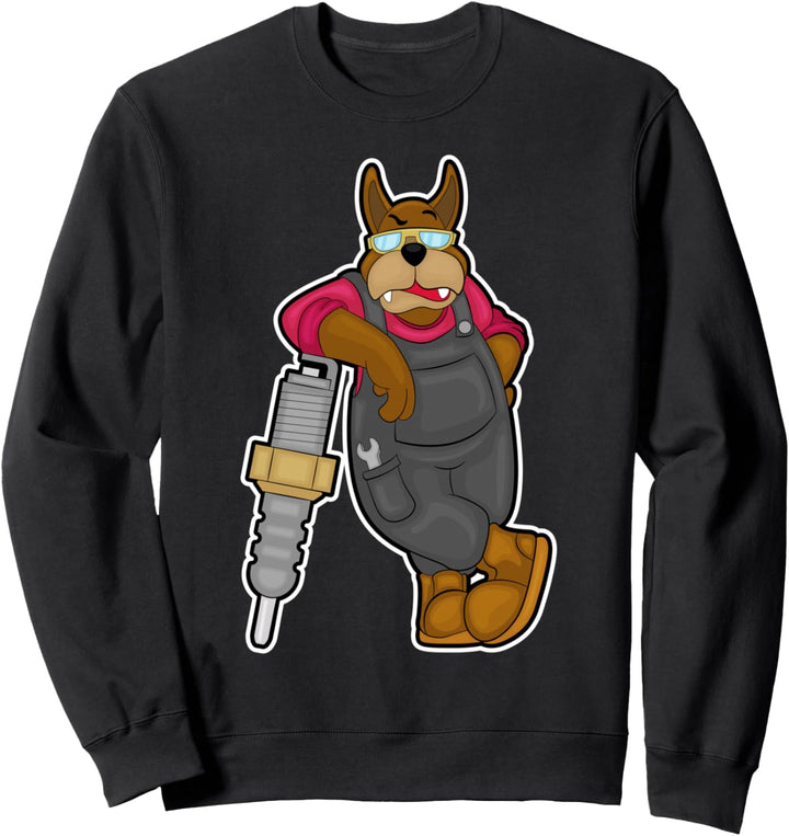 Hund Mechaniker Zündkerze Sweatshirt