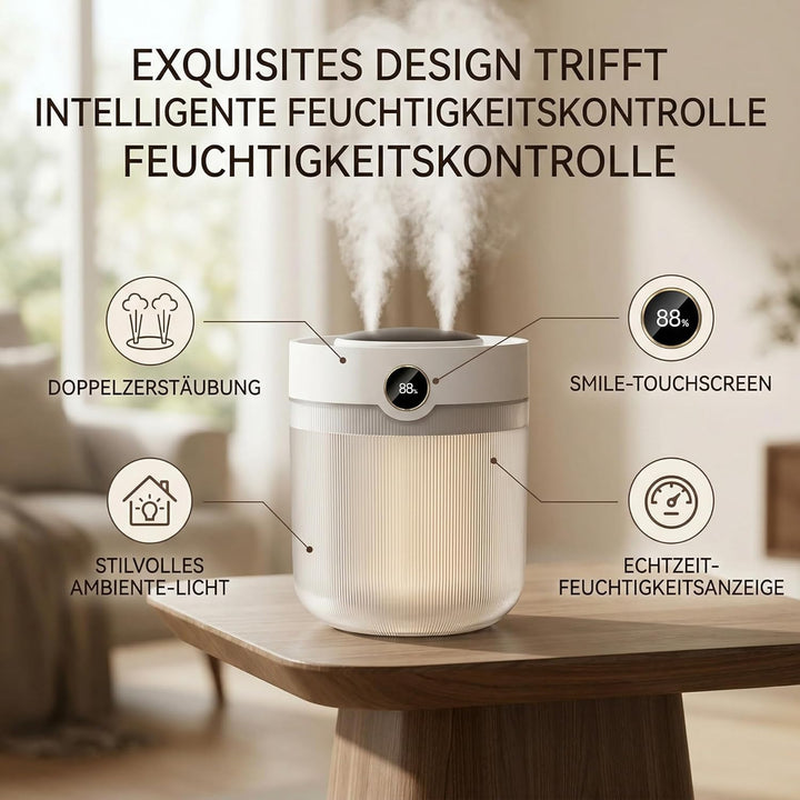 Fyearfly Luftbefeuchter Top-Fill 2L, mit Aromatherapie & Dual-Spray, leiser Raumbefeuchter für Schla