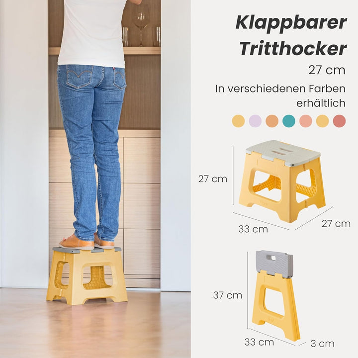 Vigar Kompakte Tritthocker Klappbar für Erwachsene, 27 cm, Klapphocker Faltbar 150 kg rutschfest, Le