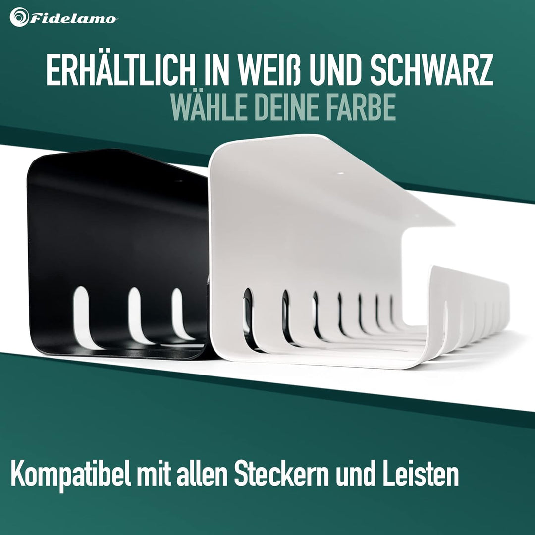 Fidelamo® Kabelkanal Schreibtisch [2 Stück] inkl. Zubehör + Kopfhörerhalter [1 Stück] - Komplettset