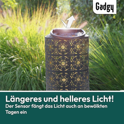 Gadgy Solarlaterne für aussen Garten XL - Wasserdichte Orientalische Laterne - Solarlampe für aussen