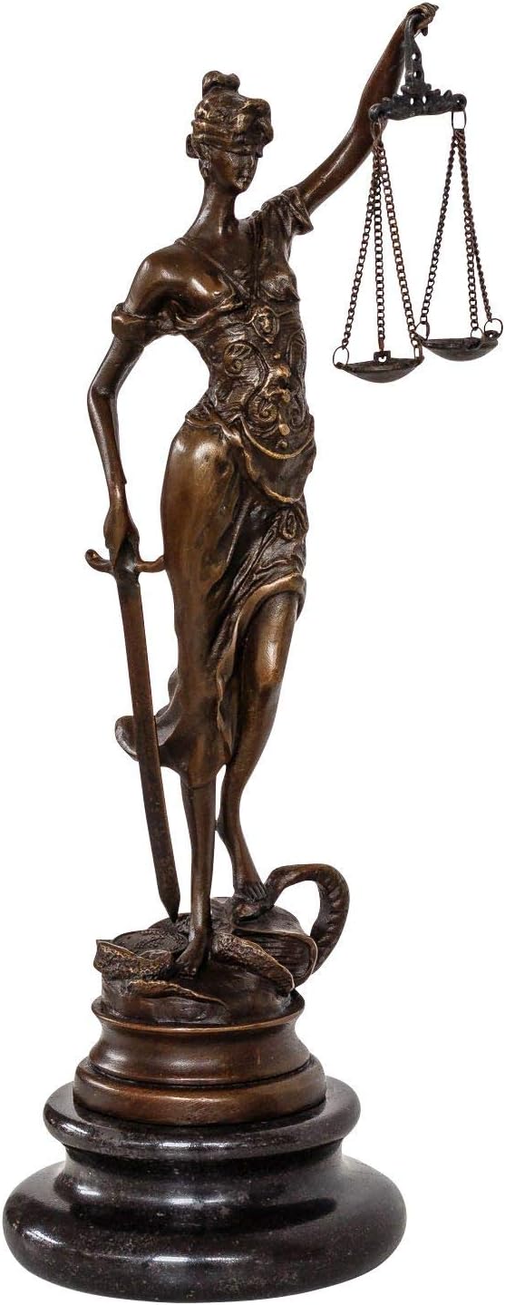 aubaho Bronzeskulptur Justitia Justizia Bronzefigur Bronze Figur Skulptur Antik-Stil