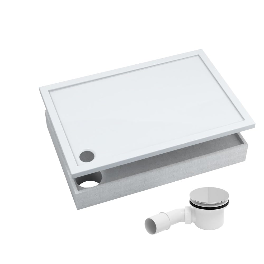 AQUABAD Duschwanne/Duschtasse | Komplettset Basic Smooth White 70x100cm Rechteck | inkl. Styroporträ