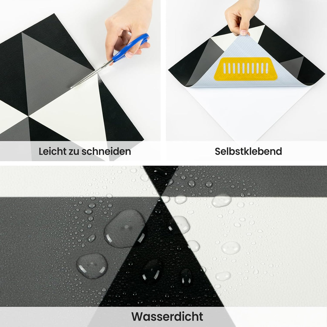 NUFLR PVC Bodenbelag Selbstklebend, Vinylboden Selbstklebend, Wasserfest Rutschfest Selbstklebende B
