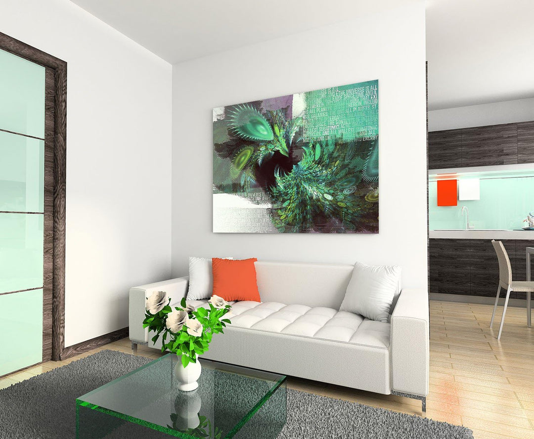 Paul Sinus Art Kunstdruck mintgrün Abstrakt478_60x80cm LeinLeinwandbild Traumwelten XXL fertig auf K