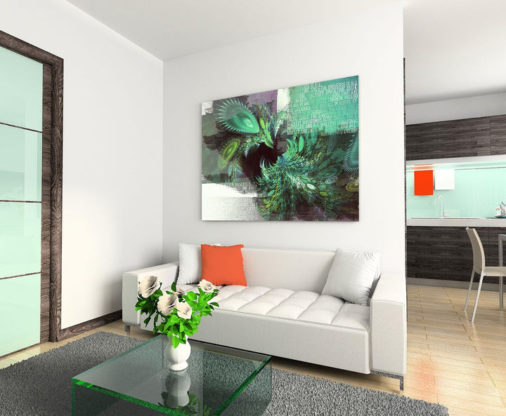 Paul Sinus Art Kunstdruck mintgrün Abstrakt478_60x80cm LeinLeinwandbild Traumwelten XXL fertig auf K