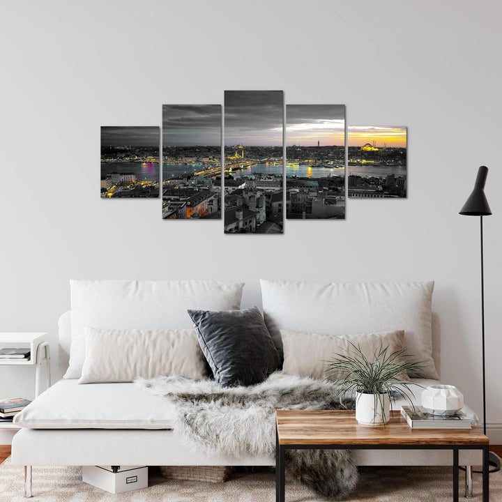 Runa Art Wandbilder Istanbul Türkei 5 Teilig Bild auf Vlies Leinwand Deko Wohnzimmer Schlafzimmer St