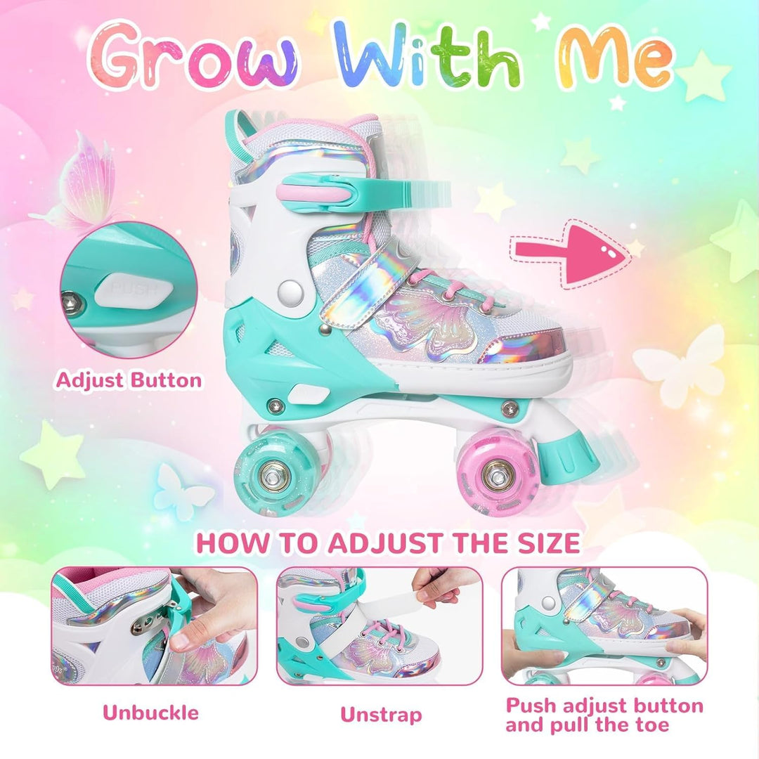 Nattork Kinder Rollschuhe, Rollschuhe Mädchen mit 4 Grössen Einstellbare, Rollschuhe für Mädchen Anf