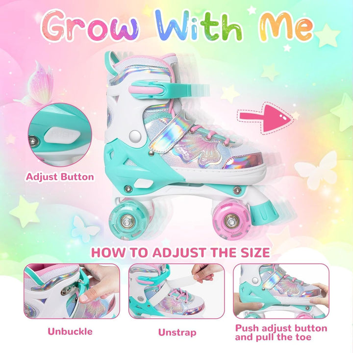 Nattork Kinder Rollschuhe, Rollschuhe Mädchen mit 4 Grössen Einstellbare, Rollschuhe für Mädchen Anf