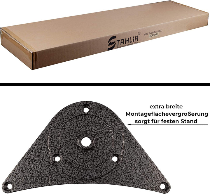 Stahlia 4 x Edelstahl Fi Tischfuss Ø60 mm Tischbeine Möbelfuss |Höhe 710 mm|höhenverstellbar + 30 mm