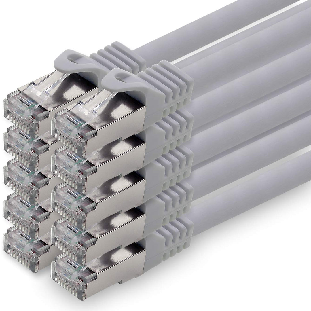 10m - grau - 10 Stück CAT.7 Netzwerkkabel Patchkabel SFTP PIMF LSZH Gigabit Lan Kabel 10Gb s cat7 Ro