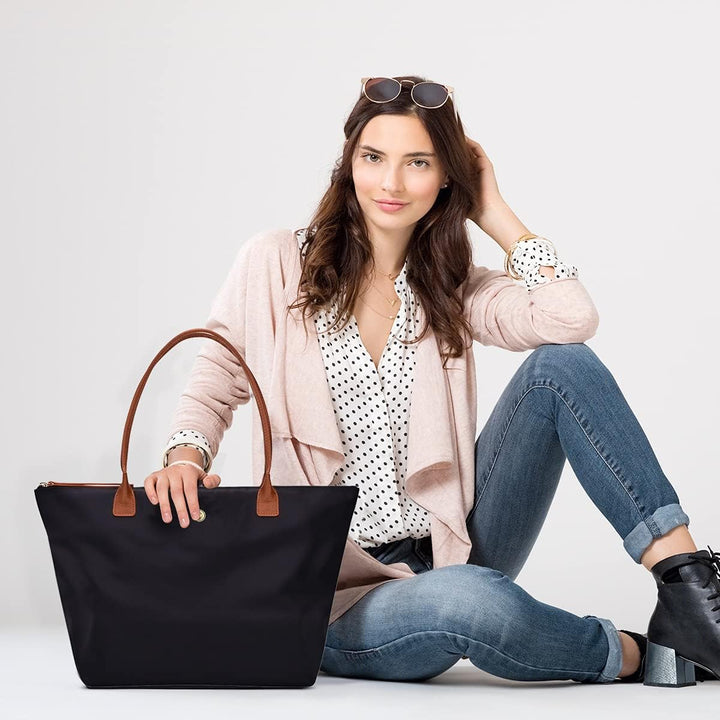 GM LIKKIE Schultertasche für Damen, Nylon, Top-Griff, faltbare Wochenend-Hobo-Handtasche Schwarz 2,
