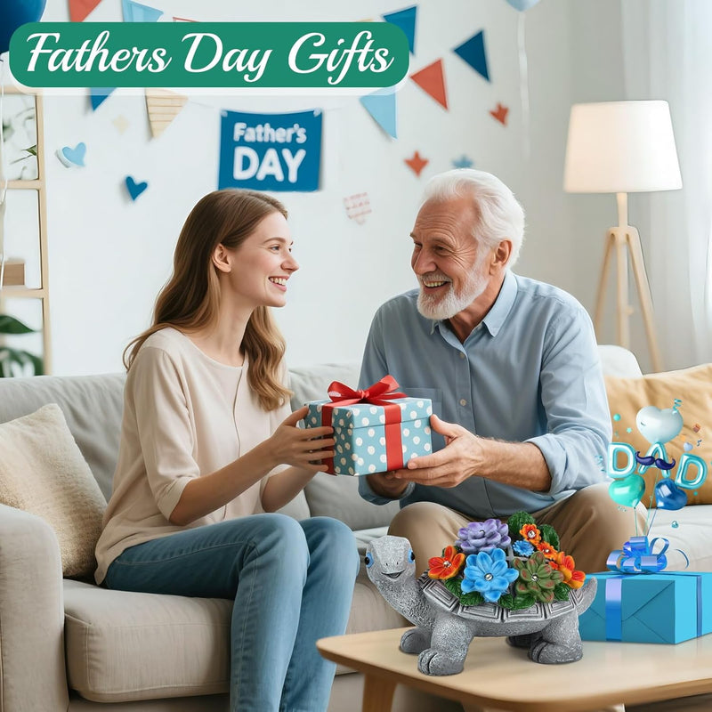 Linkax Geschenke für Frauen Mama, Solar Gartenfiguren Schildkröte Gartendeko für Draussen, mit 7 LED
