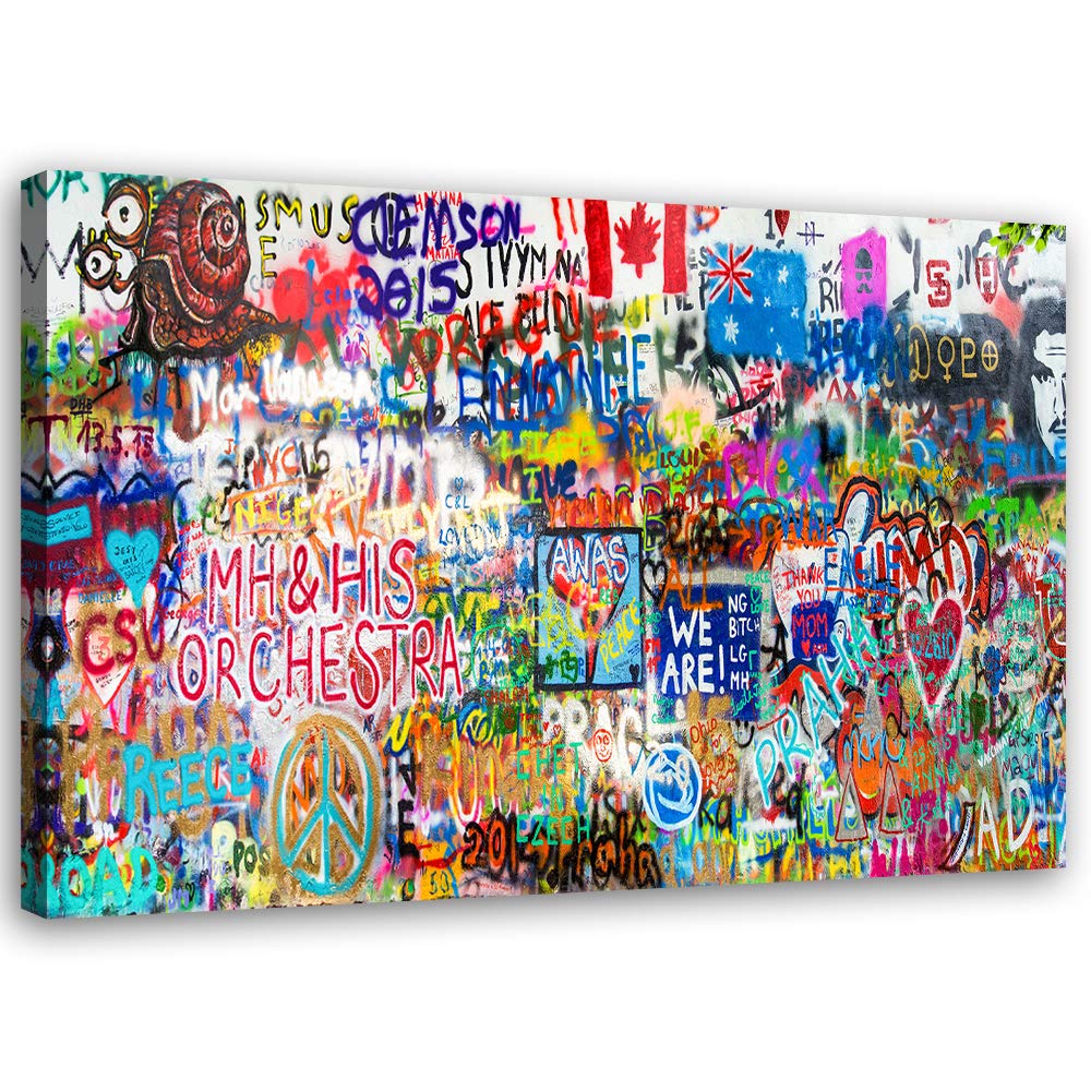 Leinwandbild XXL Graffiti Wandbild Kunst abstrakt mehrfarbig buntes Leben 120x80 cm M14504 120x80 cm
