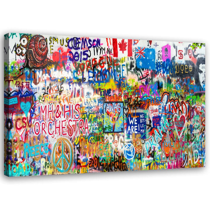 Leinwandbild XXL Graffiti Wandbild Kunst abstrakt mehrfarbig buntes Leben 120x80 cm M14504 120x80 cm