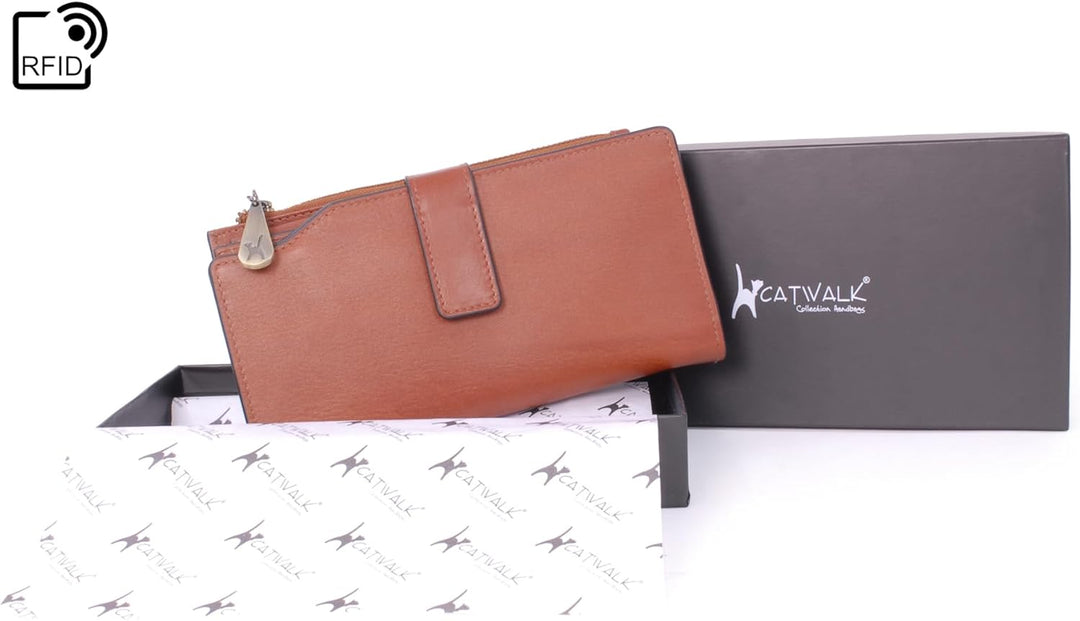 Catwalk Collection Handbags - Leder - Geldbörse/Damenbörse/Geldbeutel mit telefonfach - 20 Kreditkar