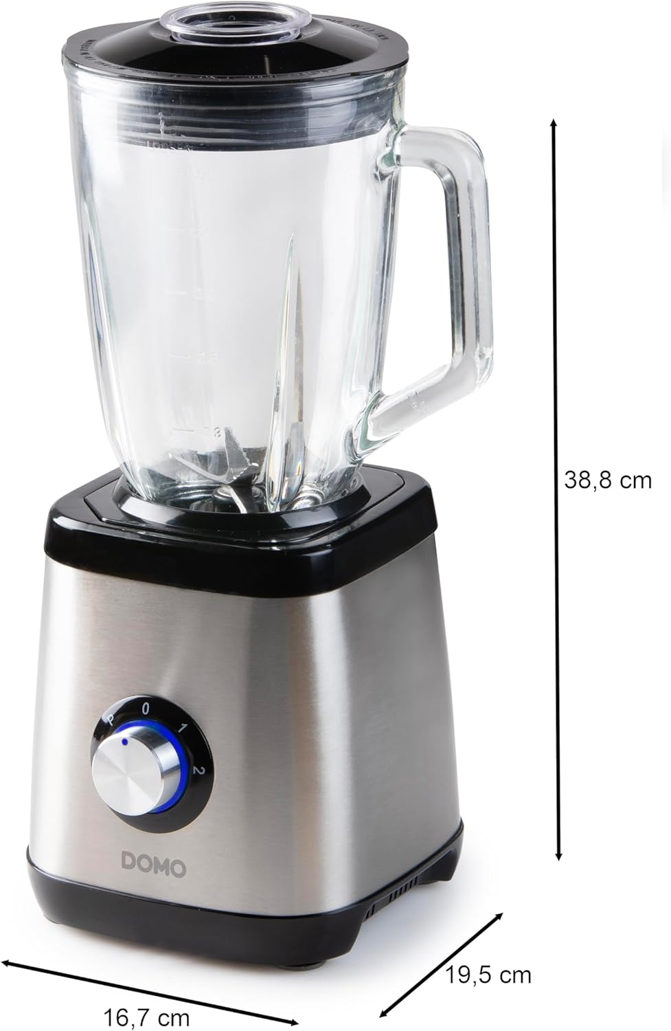 DOMO DO1133BL Standmixer Edelstahl - Geeignet zum Mixen, Blenden, Zerkleinern und Eis crushen - Puls