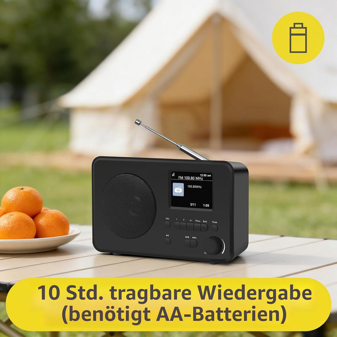 LEMEGA DR3-Max DAB/DAB+/UKW-Digitalradio – Bluetooth-Streaming, tragbares Radio mit 2,4-Zoll-Farbdis