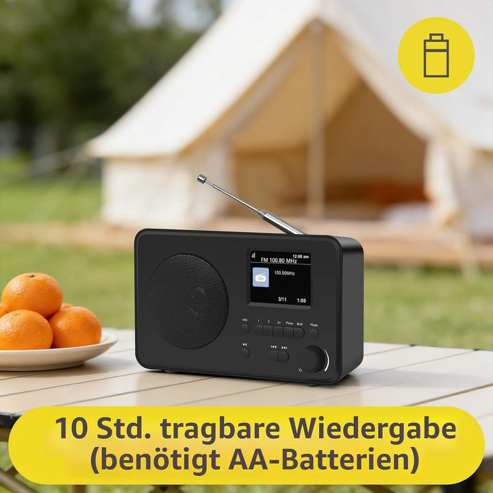 LEMEGA DR3-Max DAB/DAB+/UKW-Digitalradio – Bluetooth-Streaming, tragbares Radio mit 2,4-Zoll-Farbdis