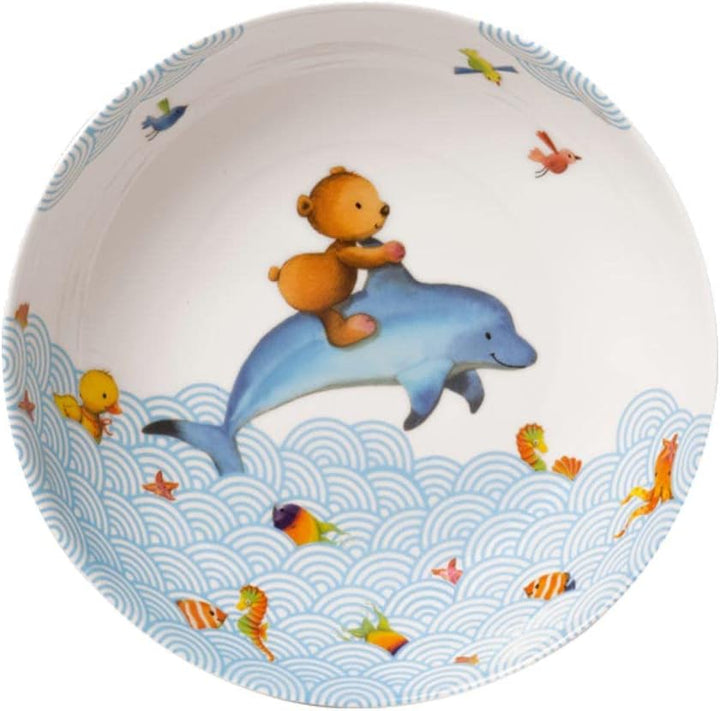 Villeroy &amp; Boch Happy as a Bear Kindergeschirr-Set 2-teilig – Tiefer Kinderteller (19,5 cm) und Kind