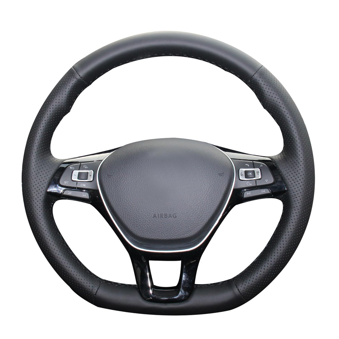 MEWANT Hand Nähen Schwarz Kunstleder Auto Lenkradbezug für Golf 7 Mk7 für Rubber Steering Wheel rubb