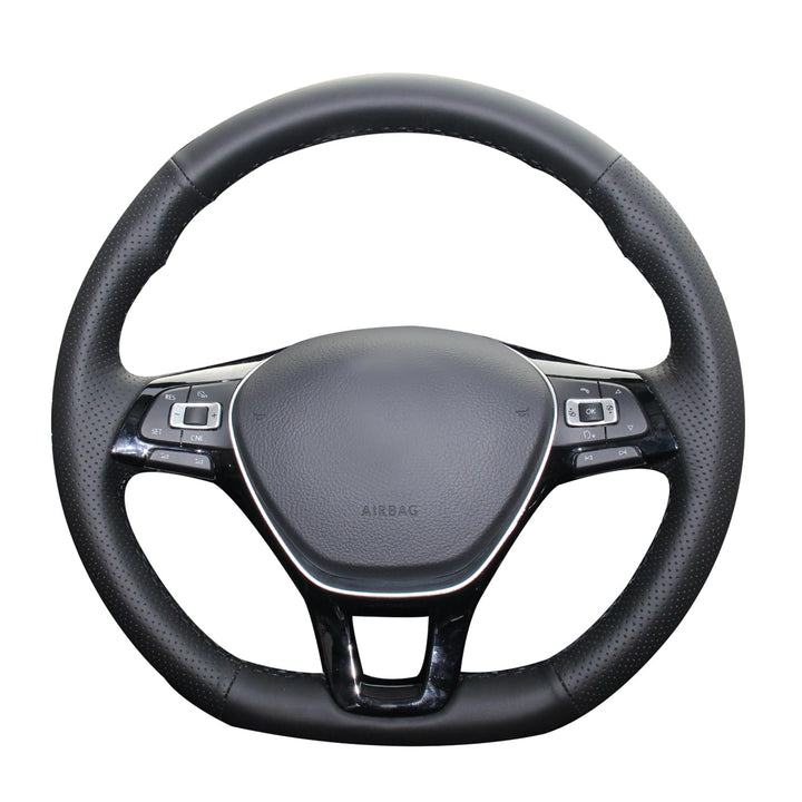 MEWANT Hand Nähen Schwarz Kunstleder Auto Lenkradbezug für Golf 7 Mk7 für Rubber Steering Wheel rubb