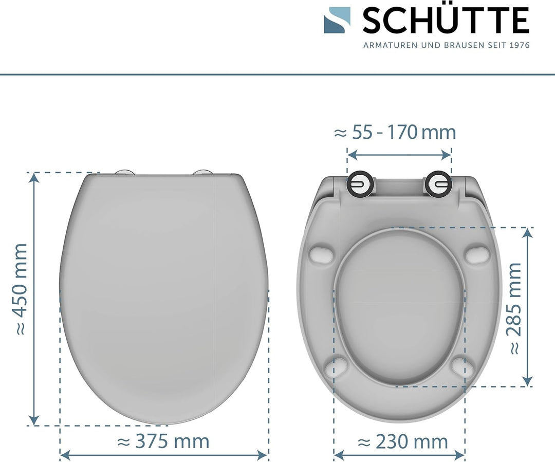 SCHÜTTE WC-Sitz mit Absenkautomatik, Abnehmbarer Klodeckel aus bruchsicherem Duroplast, Innovative D