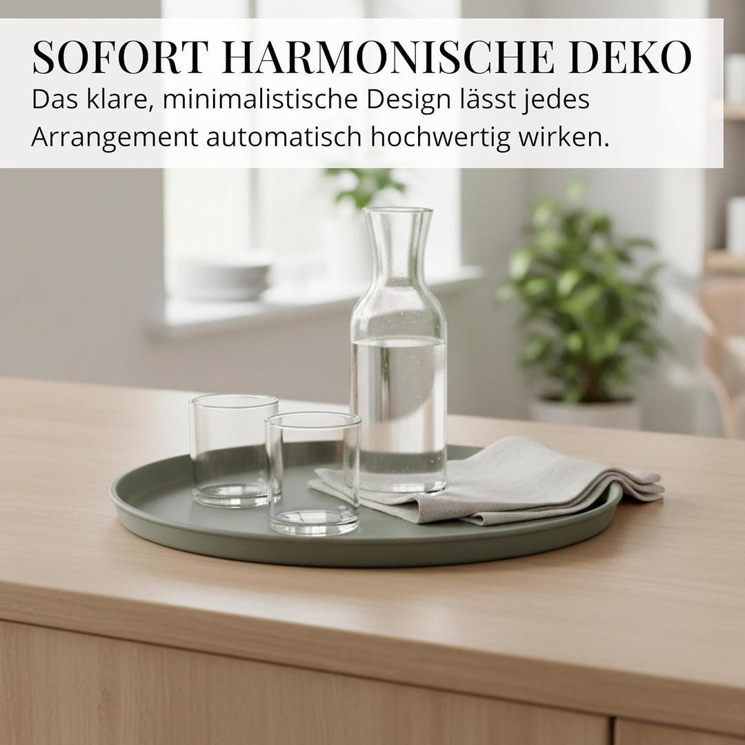 Deko Tablett 3er Set, Serviertablett rund (25 cm, 30 cm, 40 cm), Dekotablett für Adventskranz, Kerze