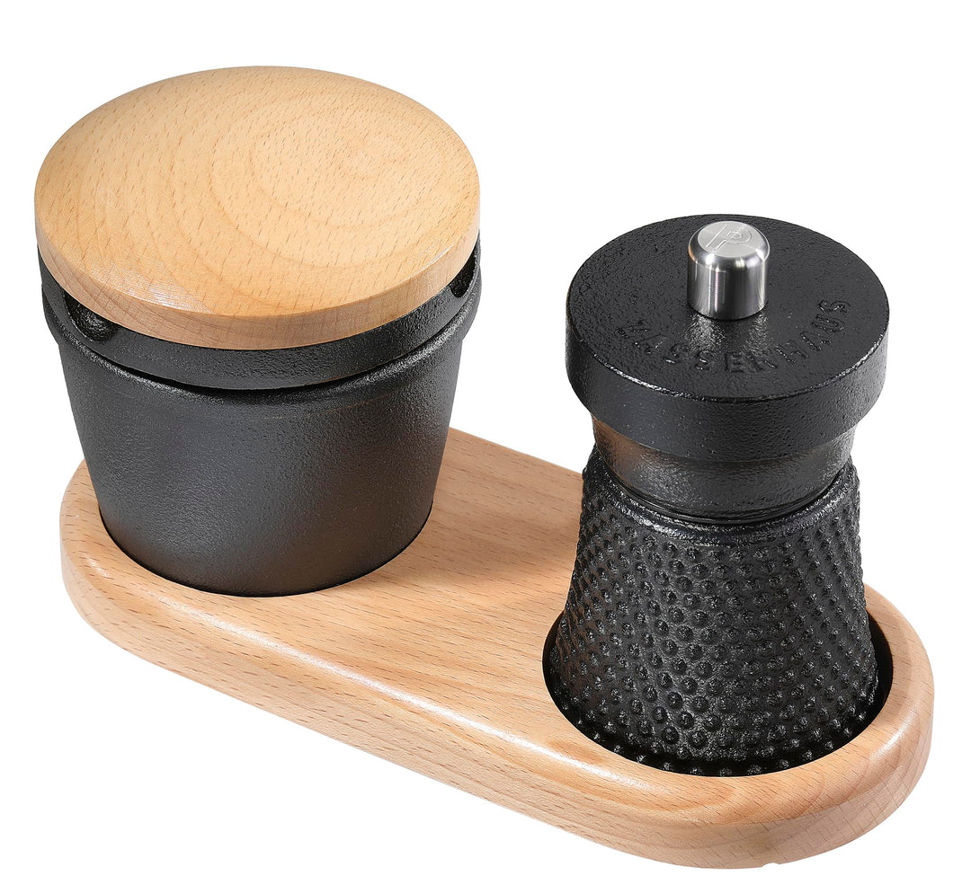 Zassenhaus Gourmet-Set WORKER 3-teilig, Pfeffermühle aus Gusseisen, präzises Keramikmahlwerk, Gewürz