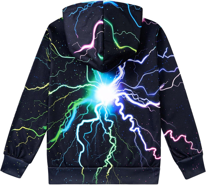 AIDEAONE Jungen Mädchen 3D Hoodie Kapuzenpullover Sweatshirt Mit Kapuze Blitz 6-7 Jahre, Blitz 6-7 J