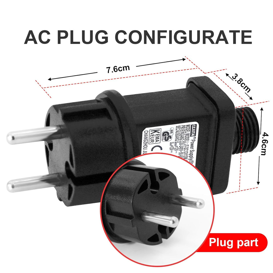 12 V 12 W LED-Transformator CZJUTAI IP44 Stromversorgung für Weihnachtsbeleuchtung mit Stecker – EU-