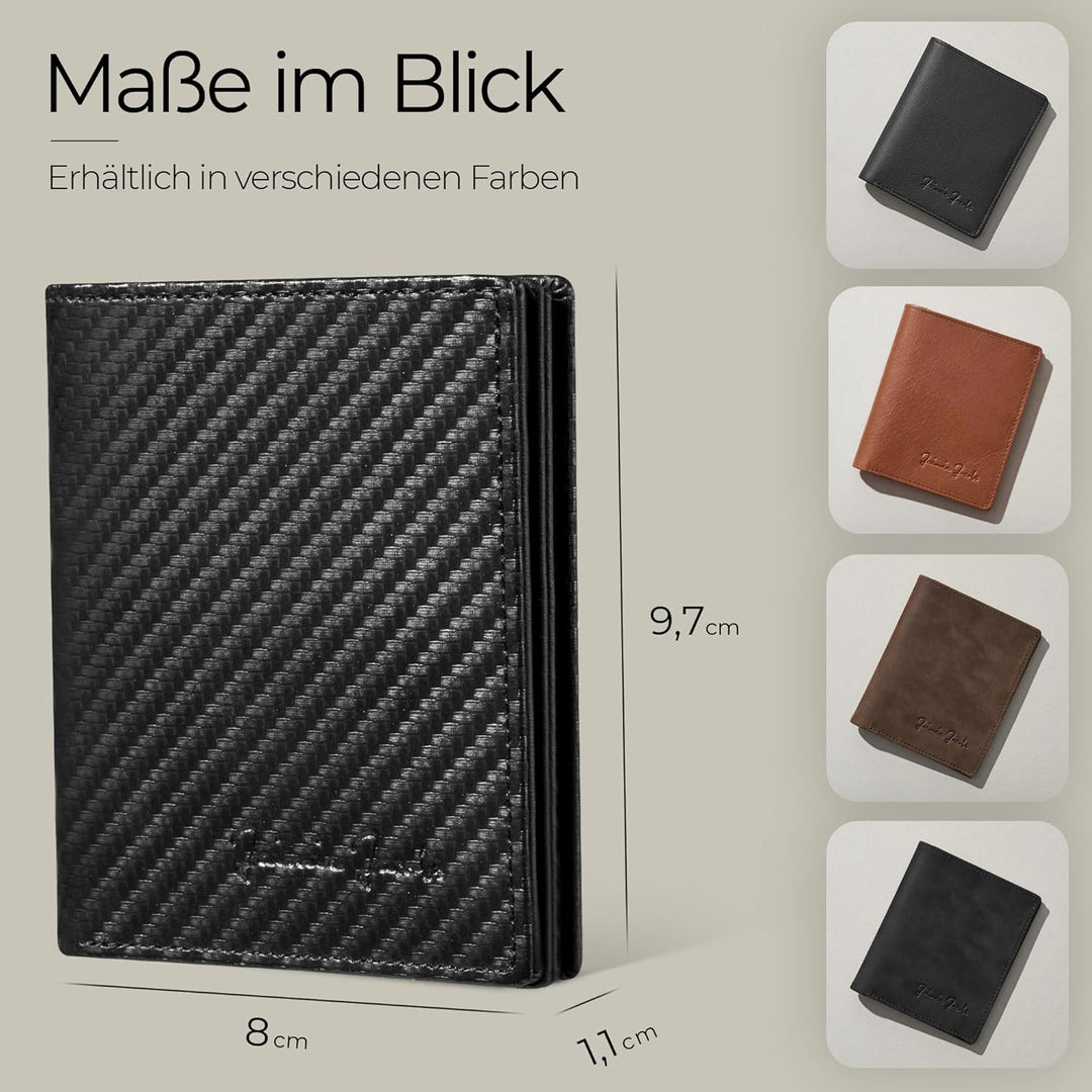 Jaimie Jacobs SLIMSTAR AirTag-Edition mit grossem Münzfach dünne Geldbörse Leder Slim Wallet Hochfor