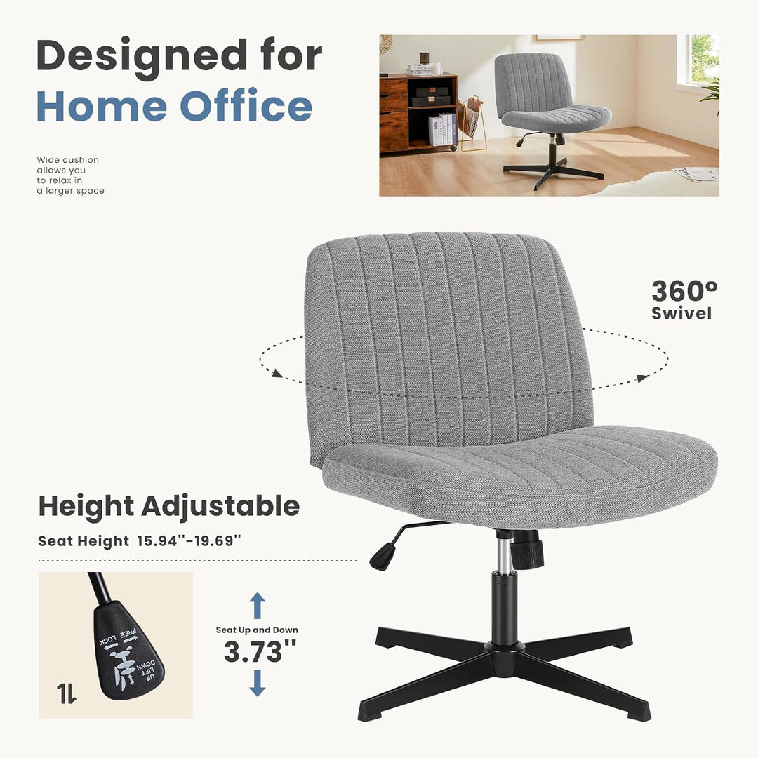 DUMOS Cross Legged Bürostuhl, Armloser Breiter Schreibtischstuhl Keine Räder, Moderner Home Office S