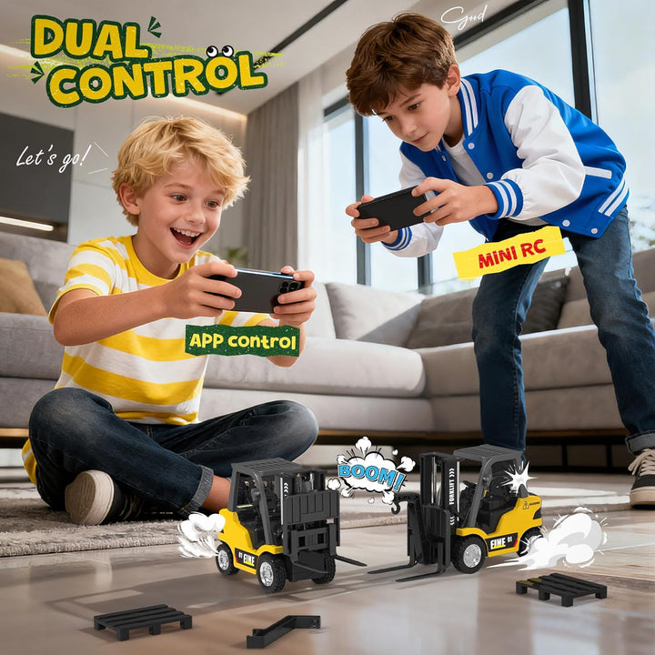 YESHIN Mini RC Gabelstapler Spielzeug aus Metall, Fernsteuerbarer Gabelstapler mit App-Programmierun