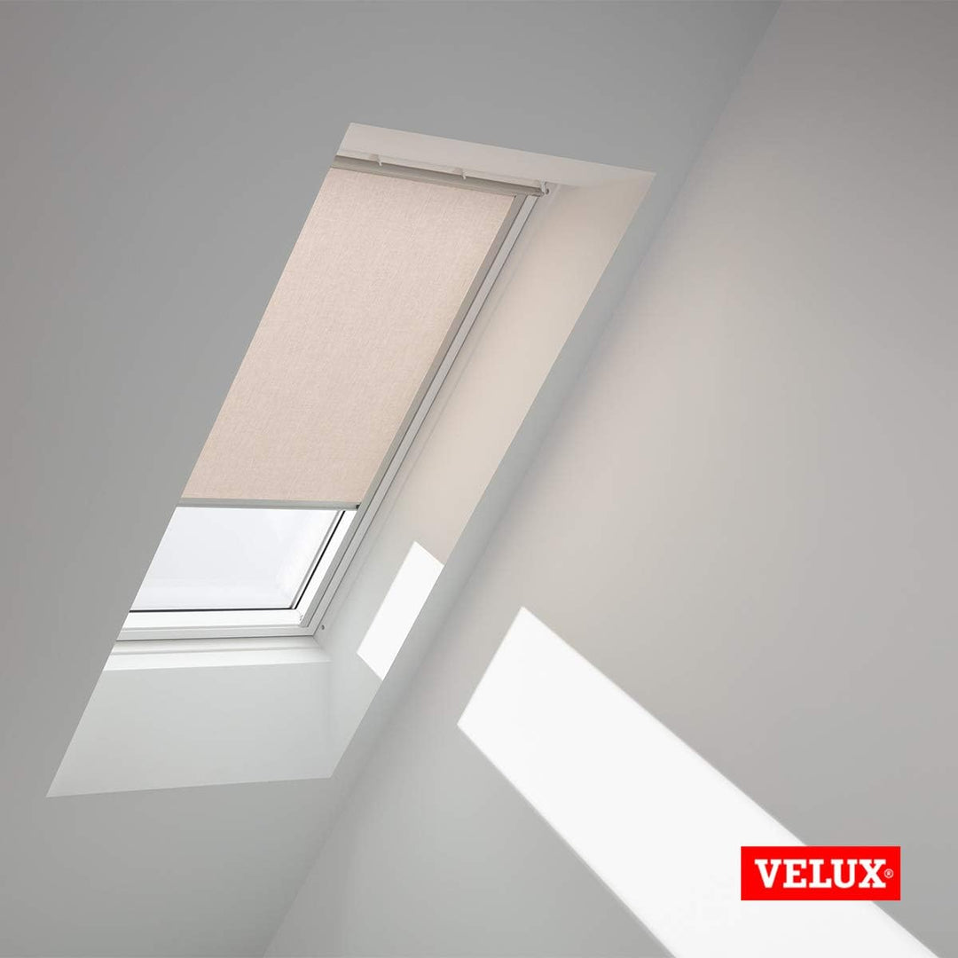 VELUX Original Dachfenster Sichtschutzrollo für PK06, Hell-Taupe, mit Grauer Führungsschiene