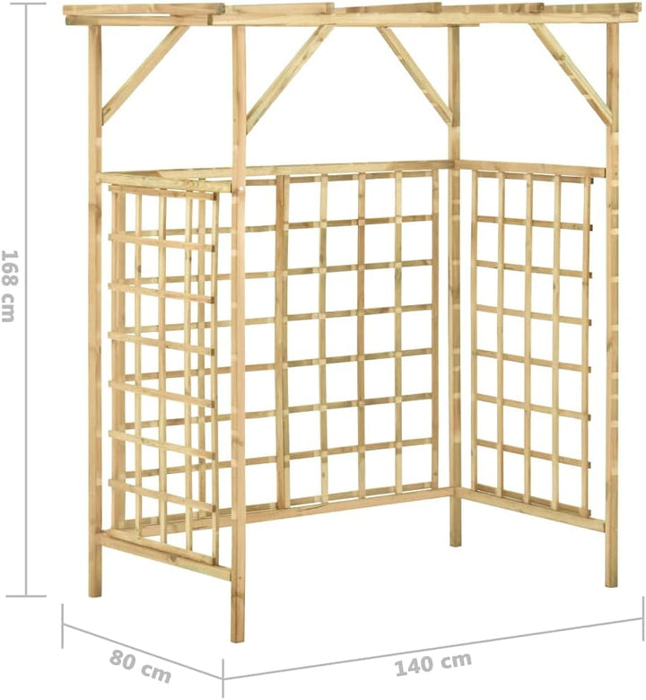 vidaXL Kiefernholz Imprägniert Pergola für 2 Mülltonnen Verrottungsfest Gartenpergola Holzpergola Ro