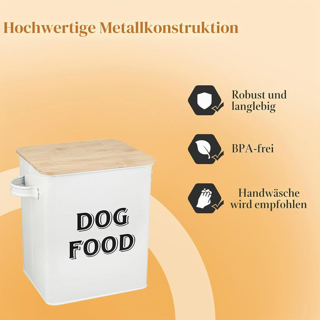 Pethiy - Hundefutter und Hundeleckerlis Behälter,Futtertonne mit Schaufel,Eng anliegende Holzdeckel,