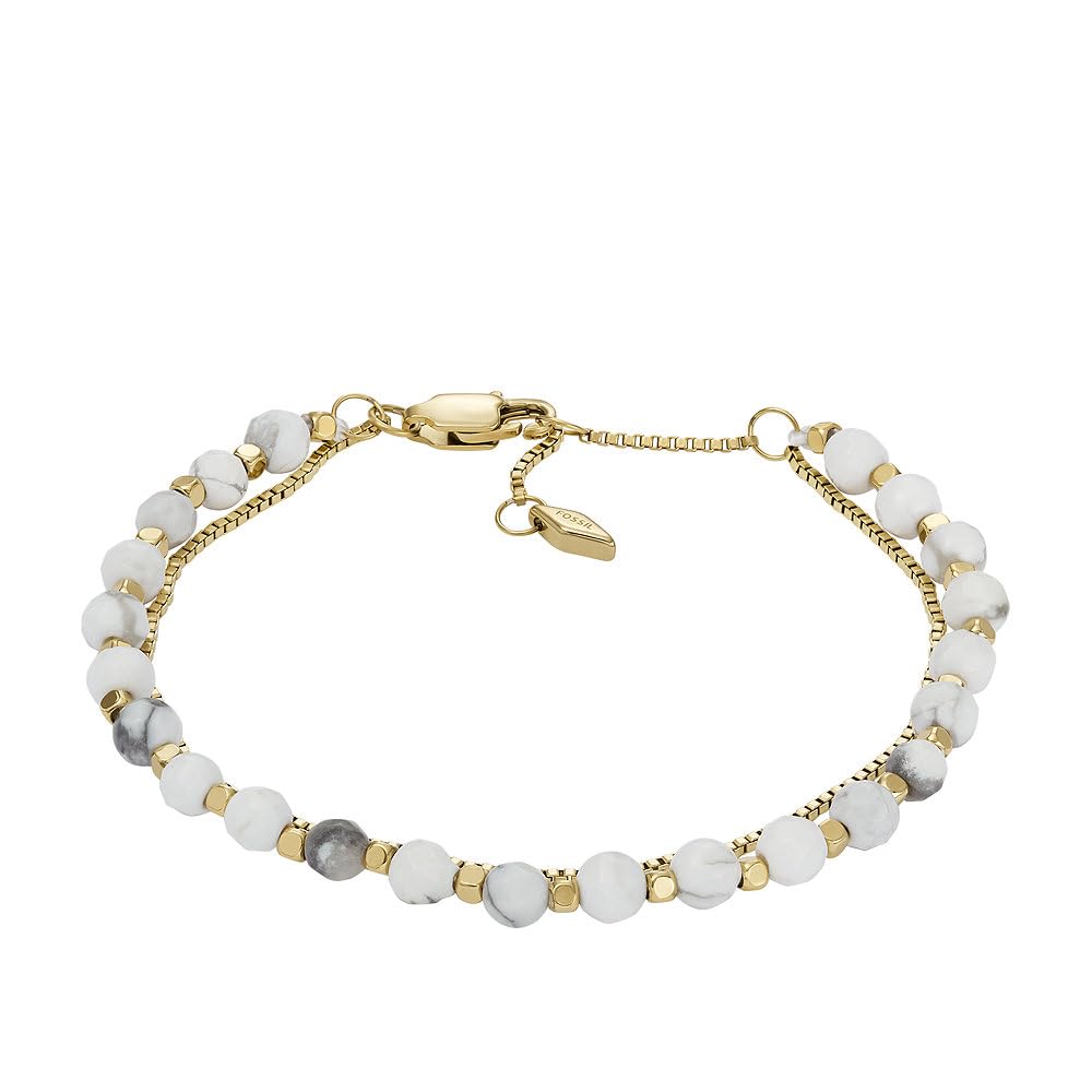 Fossil Damen Edelstahlkette Armband, Länge: 165Mm+35Mm, Breite: 4Mm Gold, Gold