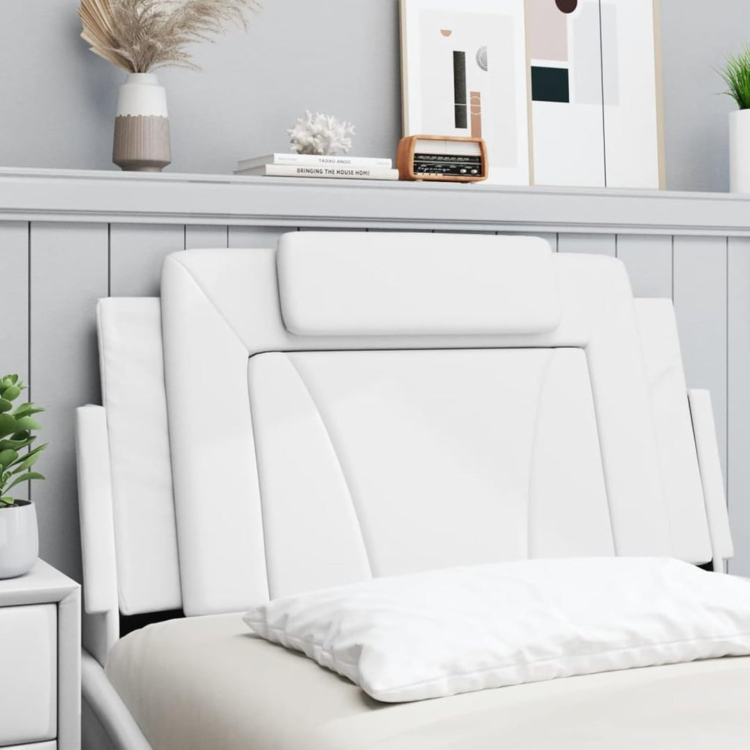 Homgoday Kunstleder Kopfkissen Weiss 100x3x49cm für Bettgestell mit LED-Leuchten Model3207725